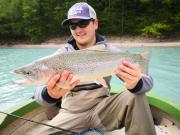 Phil and Mark rainbow trout, May lake boat new